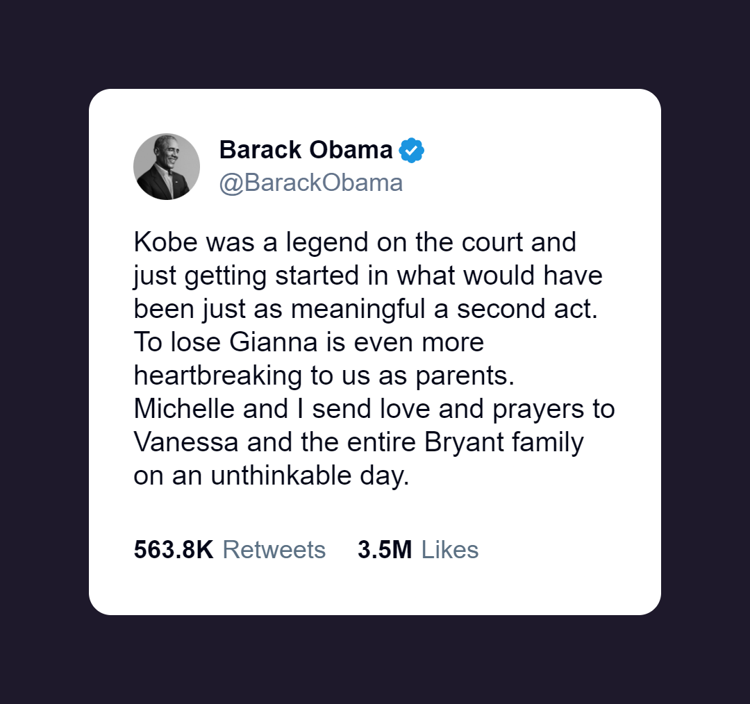 Barack Obama Kobe Bryant Tribute Tweet