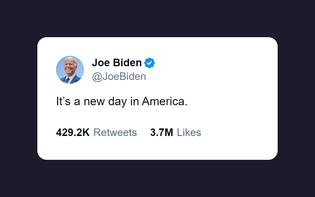 Joe Biden First Tweet as President